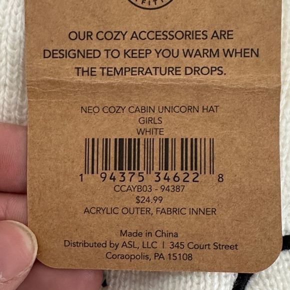 Northeast Outfitters | Cozy Cabin Unicorn Beanie - White, Pink, and Gold - Picture 3 of 4